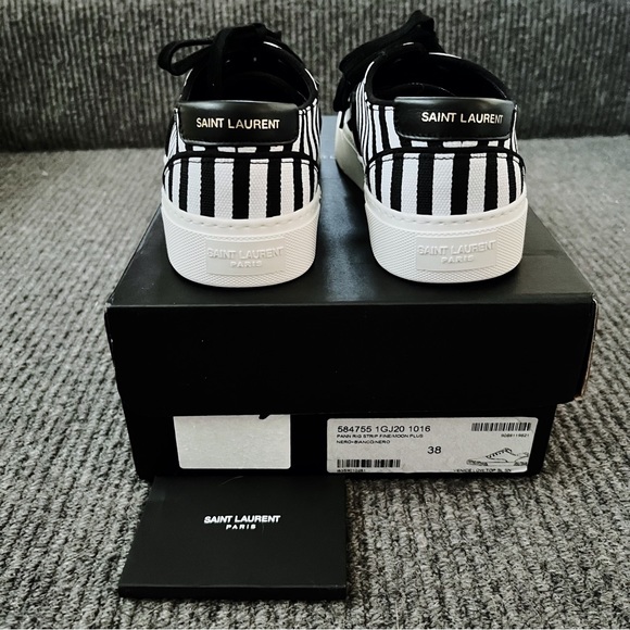 NWT - SAINT LAURENT - VENICE LOW STRIPE CANVAS SNEAKER (38) - Picture 10 of 10